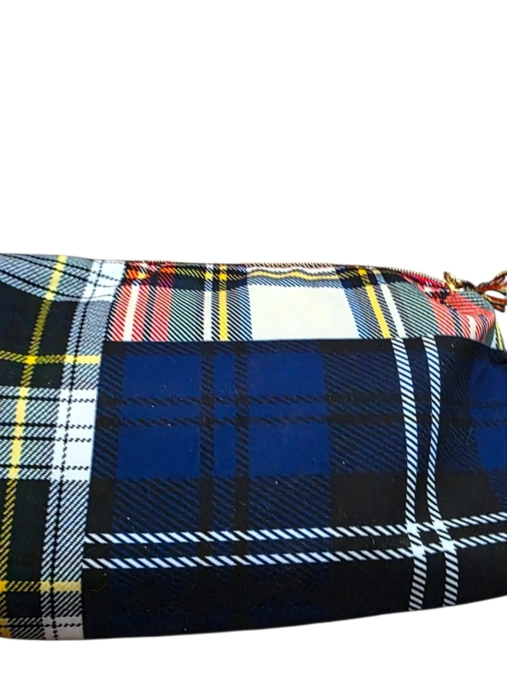 Estee Lauder Plaid Preppy Lined Cosmetic Pouch with Gold Zipper Trim